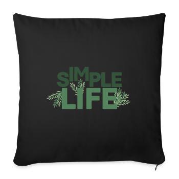 Vie Simple - Vert - Housse de coussin décorative 45 x 45 cm - noir - Devant