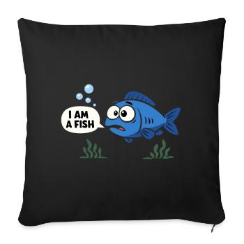 Costume de poisson bleu Carnaval des animaux marins Carnaval - Housse de coussin décorative 45 x 45 cm - noir - Devant