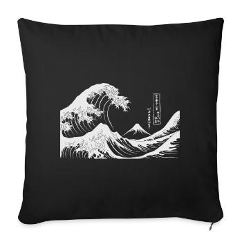Grande Vague : Art japonais Kanagawa - Housse de coussin décorative 45 x 45 cm - noir - Devant