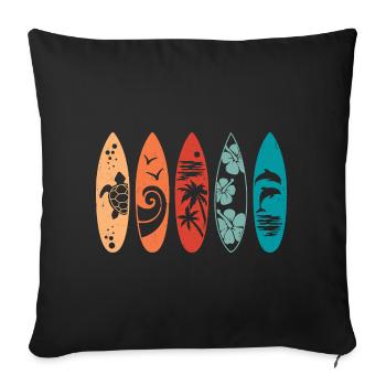 Retro Surfboard  - Sofa pillowcase 17,3'' x 17,3'' (45 x 45 cm) - black - Front