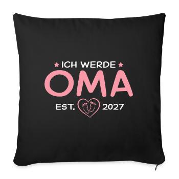 Ich werde Oma 2027 – Stolze Großmutter - Sofakissenbezug 45 x 45 cm - Schwarz - Vorne