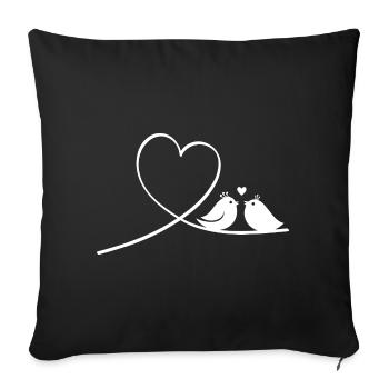 Romantic Couple of Birds with Heart Line Art - Sofa pillowcase 17,3'' x 17,3'' (45 x 45 cm) - black - Front