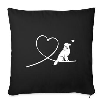 Australian Shepherd Dog with Heart Silhouette - Sofa pillowcase 17,3'' x 17,3'' (45 x 45 cm) - black - Front
