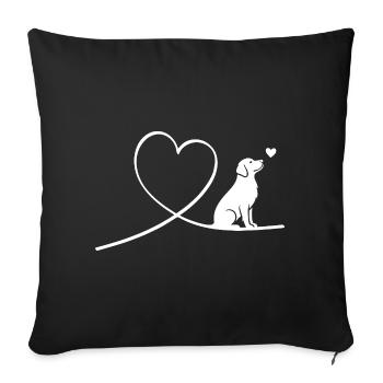 Golden Retriever Hund mit Herz Silhouette - Sofakissenbezug 45 x 45 cm - Schwarz - Vorne