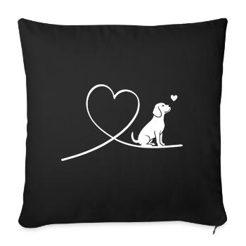 Beagle with heart :) - Sofa pillowcase 17,3'' x 17,3'' (45 x 45 cm) - black - Front