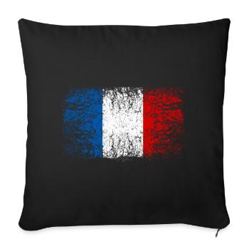 En France 002 dessins ronds - Housse de coussin décorative 45 x 45 cm - noir - Devant