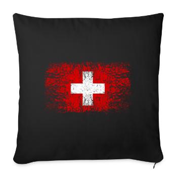 Suisse 002 dessins ronds - Housse de coussin décorative 45 x 45 cm - noir - Devant