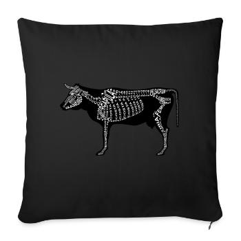 Rind-Skelett - Sofakissenbezug 45 x 45 cm - Schwarz - Vorne