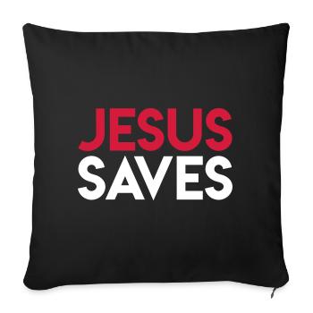 Jesus Saves - Sofa pillowcase 17,3'' x 17,3'' (45 x 45 cm) - black - Front