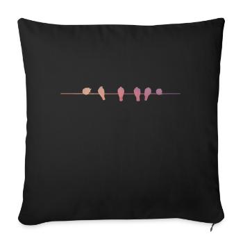 Famille d'oiseaux sur la silhouette de la branche abstraite - Housse de coussin décorative 45 x 45 cm - noir - Devant