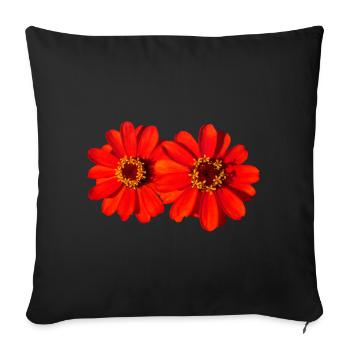 belles fleurs rouges, fleurs, nature - Housse de coussin décorative 45 x 45 cm - noir - Devant