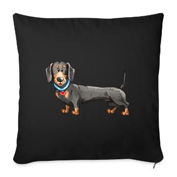 Dackel Geschenkidee - Sofakissenbezug 45 x 45 cm - Schwarz - Vorne