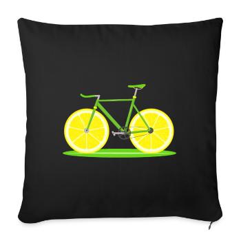 Lemon bicycle. Citrus bike. Cyclist gifts. Nature - Sofa pillowcase 17,3'' x 17,3'' (45 x 45 cm) - black - Front