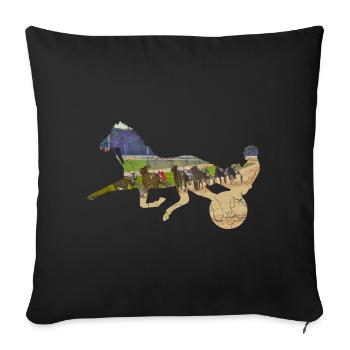 Traber Pferderennen - Sofakissenbezug 45 x 45 cm - Schwarz - Vorne