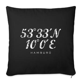 Hamburger Koordinaten (Vintage/Weiß) Hamburg - Sofakissenbezug 45 x 45 cm - Schwarz - Vorne