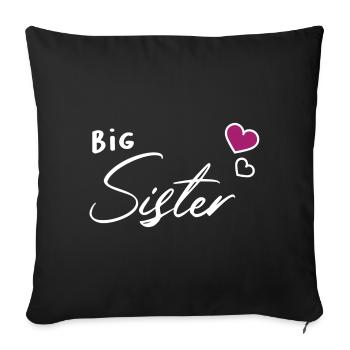 Coeur de frères et soeurs de grande soeur - Housse de coussin décorative 45 x 45 cm - noir - Devant