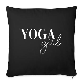 Police de yoga fille - Housse de coussin décorative 45 x 45 cm - noir - Devant