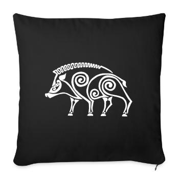sanglier celte blanc - Housse de coussin décorative 45 x 45 cm - noir - Devant