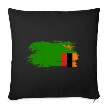 Drapeau drapeau Zambie - Housse de coussin décorative 45 x 45 cm - noir - Devant