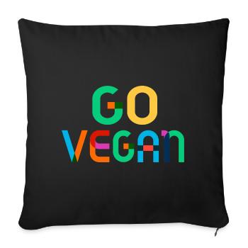 Idée de cadeau avec la devise "Go Vegan" (Allez Végétalien) - Housse de coussin décorative 45 x 45 cm - noir - Devant