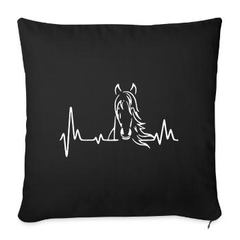 Pferd Heartbeat - Liebe - Sofakissenbezug 45 x 45 cm - Schwarz - Vorne