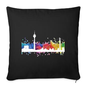 Düsseldorf Germany City Skyline TV Tower - Sofa pillowcase 17,3'' x 17,3'' (45 x 45 cm) - black - Front