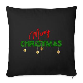 Joyeux Noël : Lettres vertes texturées - Housse de coussin décorative 45 x 45 cm - noir - Devant