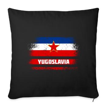 Drapeaux vintage Yougoslavie - Housse de coussin décorative 45 x 45 cm - noir - Devant