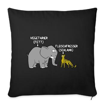 Vegetarier fett Fleischfresser schlank - Sofakissenbezug 45 x 45 cm - Schwarz - Vorne