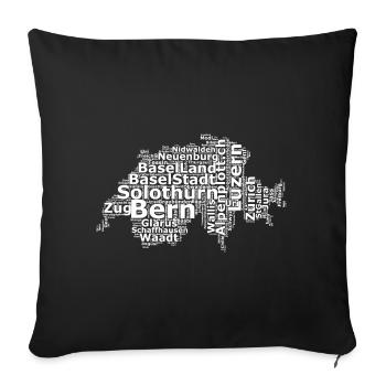 Switzerland dialect white - Sofa pillowcase 17,3'' x 17,3'' (45 x 45 cm) - black - Front