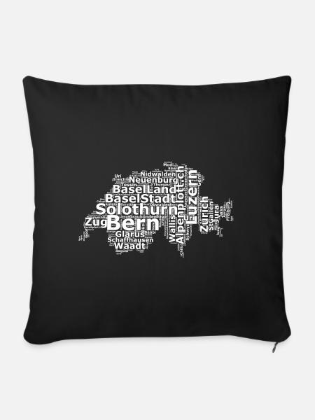 Schweiz Mundart weiss - Sofakissenbezug 45 x 45 cm - Schwarz