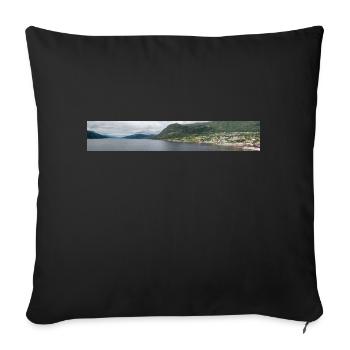 Nordfjordeid Panorama view from harbor Norway - Sofa pillowcase 17,3'' x 17,3'' (45 x 45 cm) - black - Front