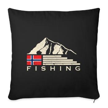 Norvège Pêche à la ligne Pêche - Housse de coussin décorative 45 x 45 cm - noir - Devant