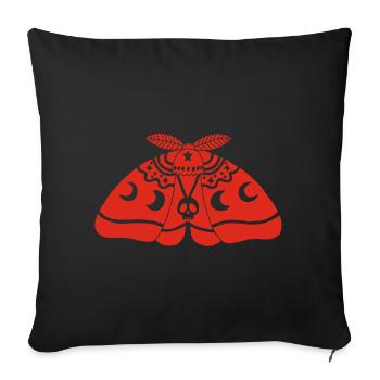 Papillon de nuit rouge - Housse de coussin décorative 45 x 45 cm - noir - Devant