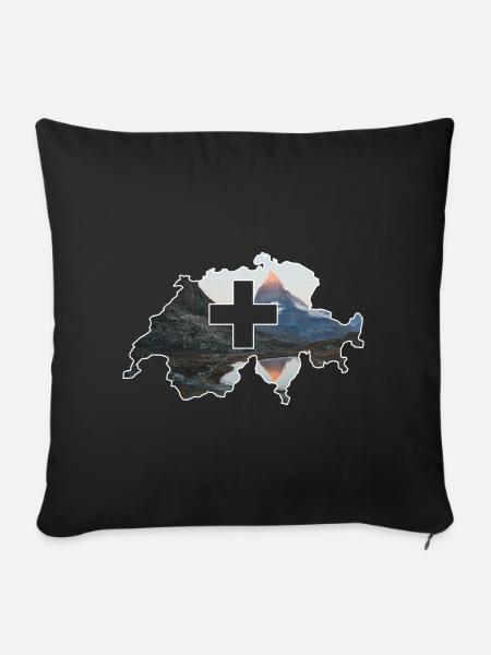 Schweiz - Sofakissenbezug 45 x 45 cm - Schwarz