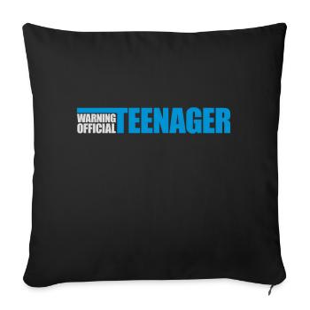 avertissement citation officielle d’adolescent - Housse de coussin décorative 45 x 45 cm - noir - Devant