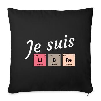 Je suis libre en éléments périodiques - Housse de coussin décorative 45 x 45 cm - noir - Devant