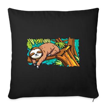 Offizielles Schlafshirt mit einem Faultier auf Ast - Sofakissenbezug 45 x 45 cm - Schwarz - Vorne