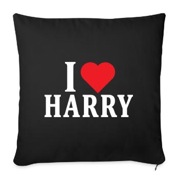 t-shirt J’adore Harry idée cadeau t-shirt - Housse de coussin décorative 45 x 45 cm - noir - Devant