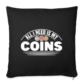 Coin Collector Numismatics Coin Collecting Coin Collection - Sofa pillowcase 17,3'' x 17,3'' (45 x 45 cm) - black - Front