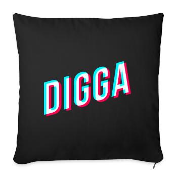digga schriftzug tik tok style jugendsprache - Sofakissenbezug 45 x 45 cm - Schwarz - Vorne