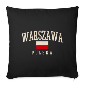 Varsovie Pologne Drapeau Style - Housse de coussin décorative 45 x 45 cm - noir - Devant