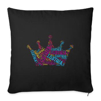 LGBTQIA+ Crown Word Cloud Lgbt Gay Pride T-Shirt - Sofa pillowcase 17,3'' x 17,3'' (45 x 45 cm) - black - Front