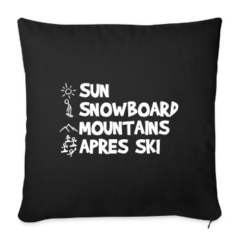 Blague drôle sur le snowboard - Housse de coussin décorative 45 x 45 cm - noir - Devant