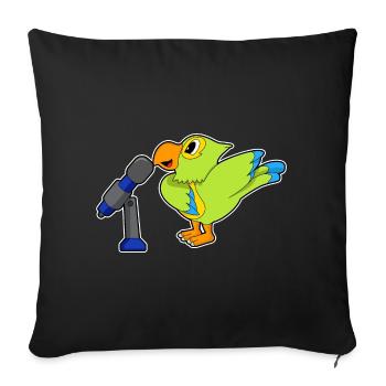 Parrot Singer Microphone Singing - Sofa pillowcase 17,3'' x 17,3'' (45 x 45 cm) - black - Front