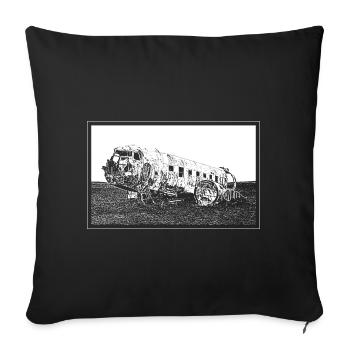 The plane wreck - Sofa pillowcase 17,3'' x 17,3'' (45 x 45 cm) - black - Front
