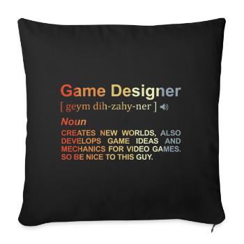Game Designer Definition - Sofakissenbezug 45 x 45 cm - Schwarz - Vorne