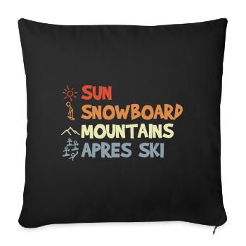 Vintage Snowboard - Sofa pillowcase 17,3'' x 17,3'' (45 x 45 cm) - black - Front