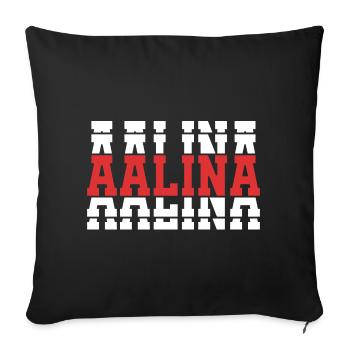 t-shirt Aalina t-shirt texte empilé idée cadeau - Housse de coussin décorative 45 x 45 cm - noir - Devant
