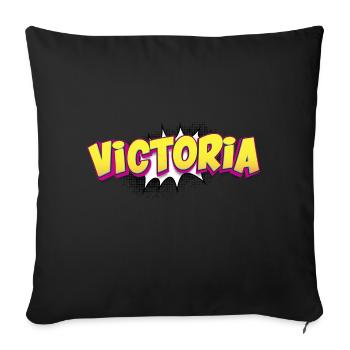 Victoria nom personnalisé bande dessinée Style Pop Art, - Housse de coussin décorative 45 x 45 cm - noir - Devant